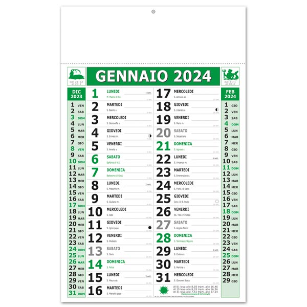 Calendario olandese 2024 257 Trimensile Large Verde/Nero Calendario olandese 2024 257 Trimensile Large Verde/Nero
