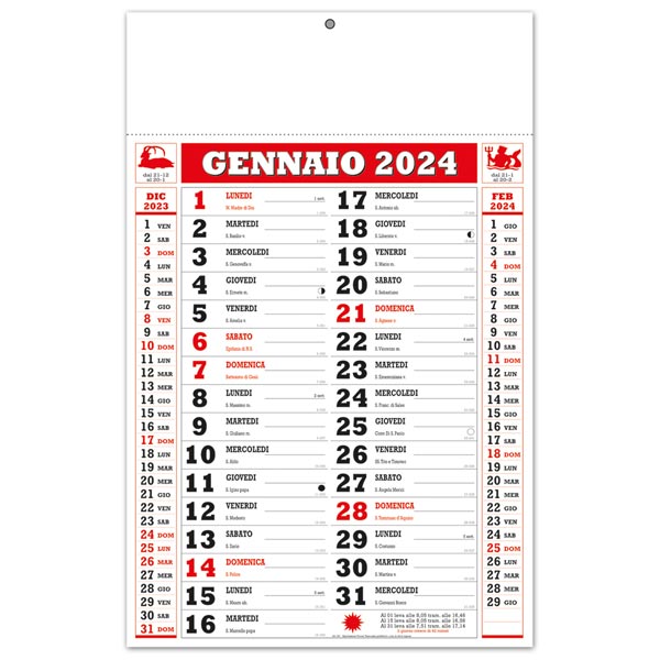 Calendario olandese 2024 261 Trimestrale Gigant Rosso/Nero