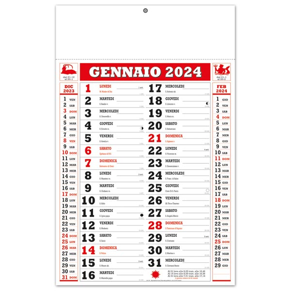 Calendario olandese 2024 261 Trimestrale Gigant Rosso/Nero Calendario olandese 2024 261 Trimestrale Gigant Rosso/Nero