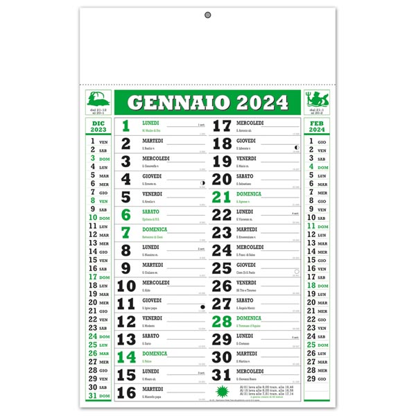 Calendario olandese 2024 261 Trimestrale Gigant Verde/Nero