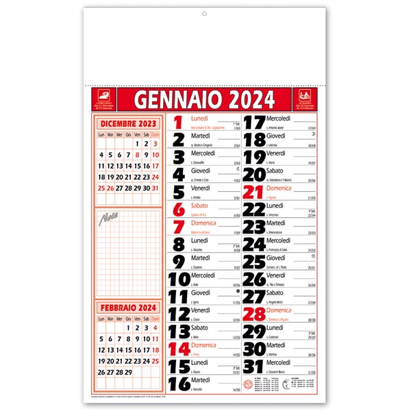 Calendario olandese promemoria 2024 267 Memo Rosso/Nero