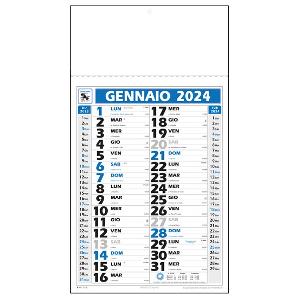 Calendario olandese silhouette 2024 IGE01BL Mini Blu/Nero