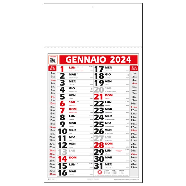 Calendario olandese silhouette 2024 IGE01RO Mini Rosso/Nero