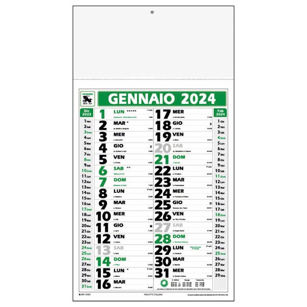 Calendario olandese silhouette 2024 IGE01VE Mini Verde/Nero
