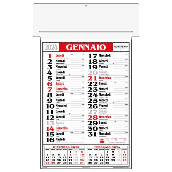 Calendario passafoglio olandese 2024 IGG01RO MAXI Rosso/Nero